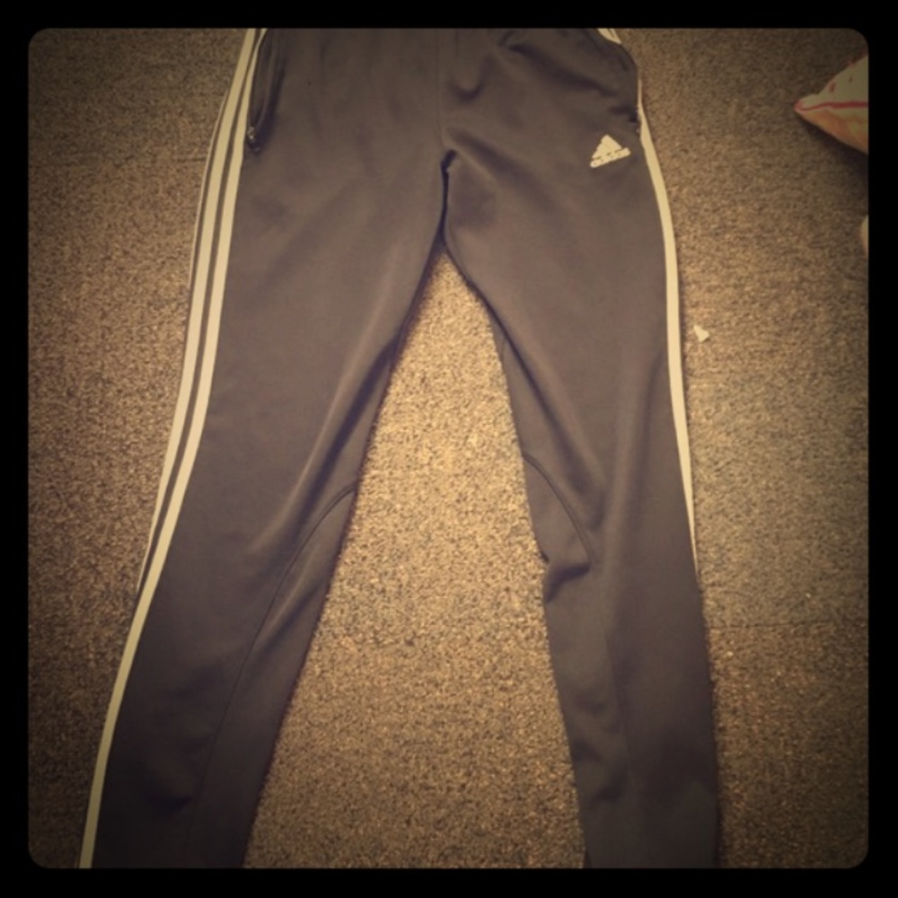 ADIDAS Black Jogger Legging Pants wClassic Stripes